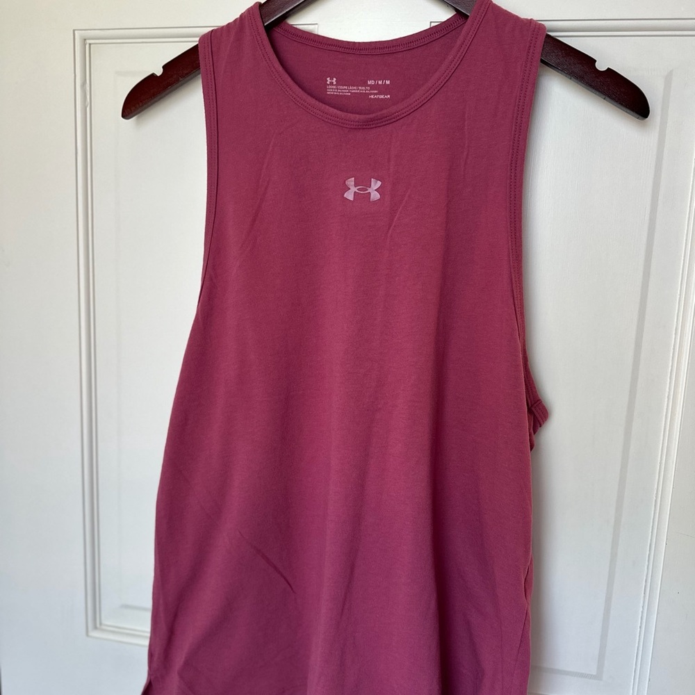 Under Armour HeatGear Pink Racerback Muscle Tank Top Medium Workout Gym